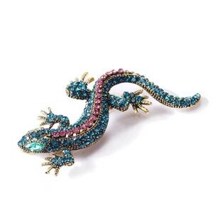 Blue Lizard Colorful Reptile Brooch